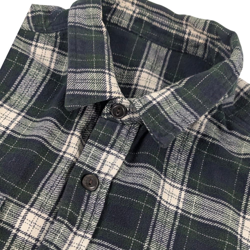 Bass Pro Shops Mens Green Tartan Plaid Flannel Button Down Shirt Outdoor Utility